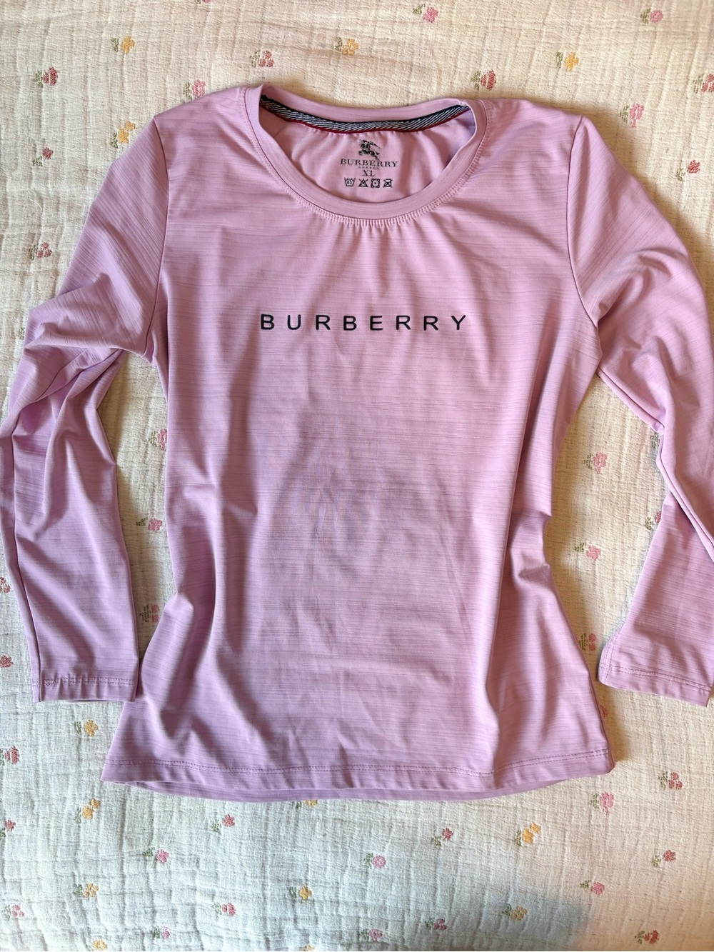 Burberry Long Sleeve Logo Tee in Light Pink
